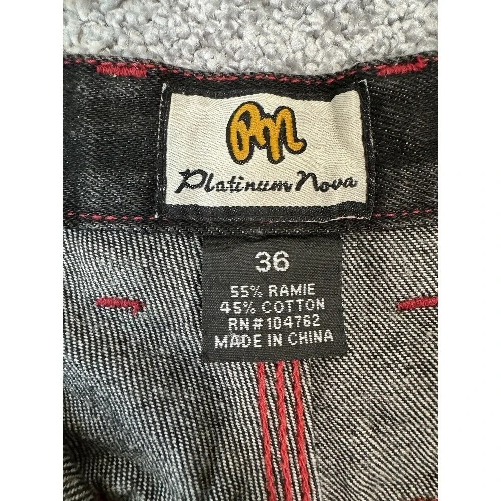 Vtg Platinum Nova Baggy Wide Y2K Jeans Mens 36X32 All Stars Fubu Patches Hiphip